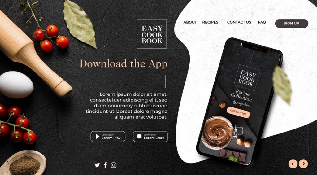 A recipe website design.