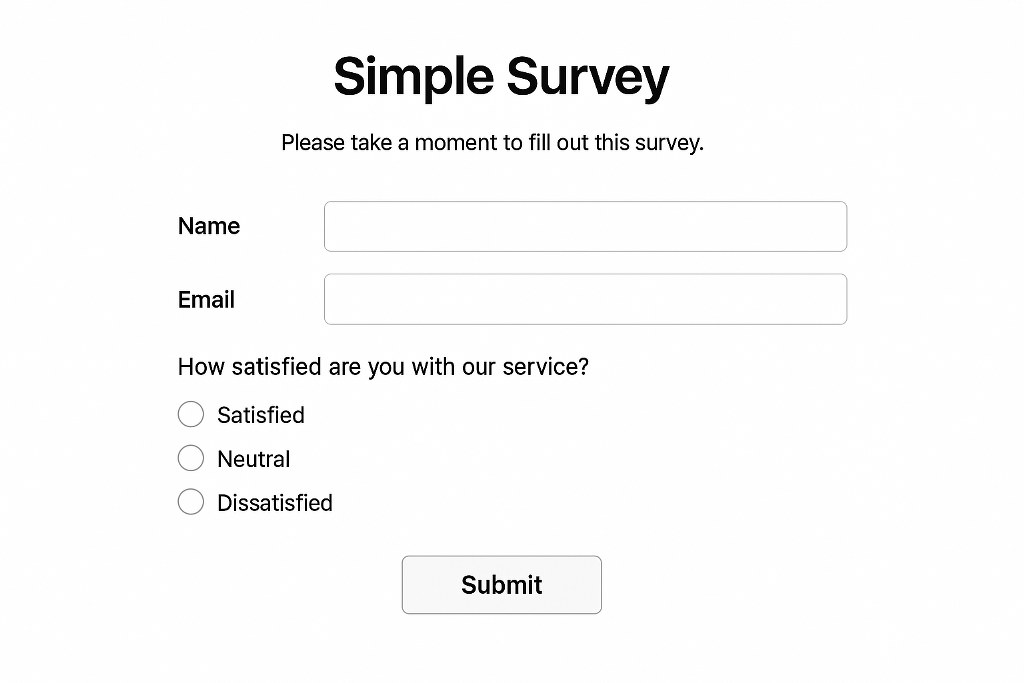 A simple form survey website.