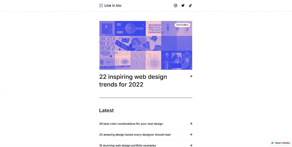 A single page layout made with webflow.