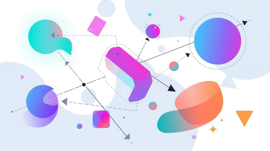A sleek and colorful conceptual illustration representing vector graphics in SVG format.