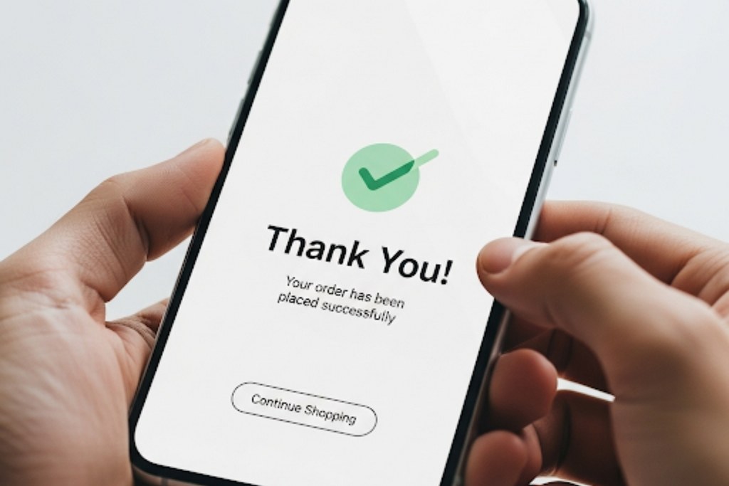 A thank-you page on phone.