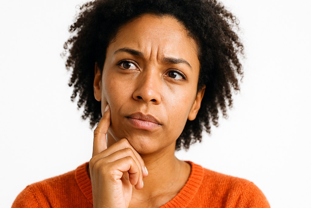 A woman thinking.