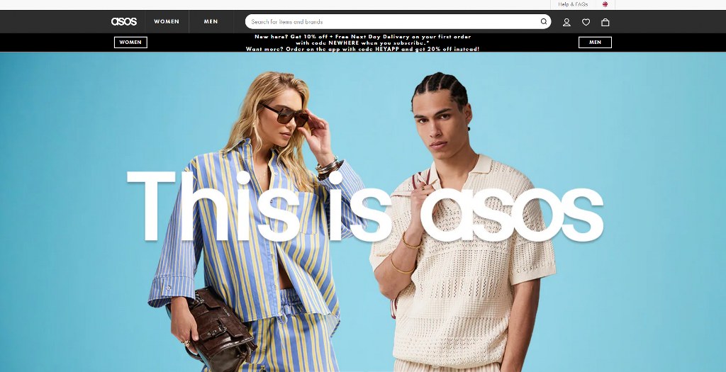 ASOS website homepage.