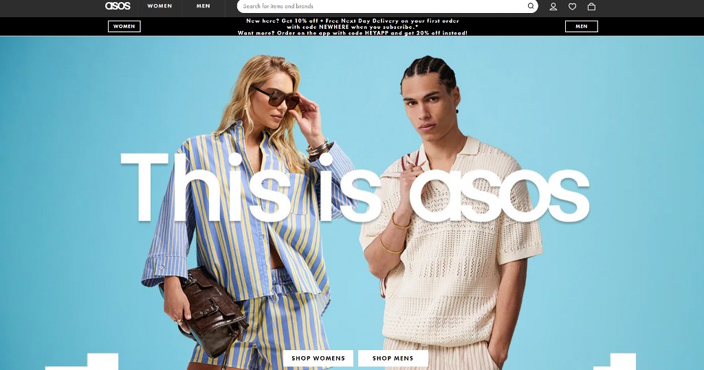 ASOS's website homepage.