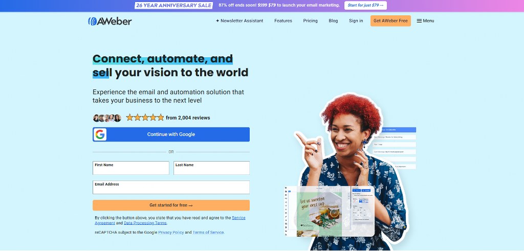 AWeber's website.