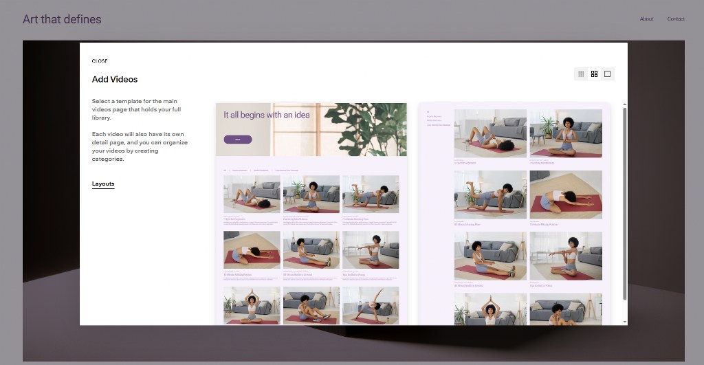 Adding videos to a website on Blueprint AI.