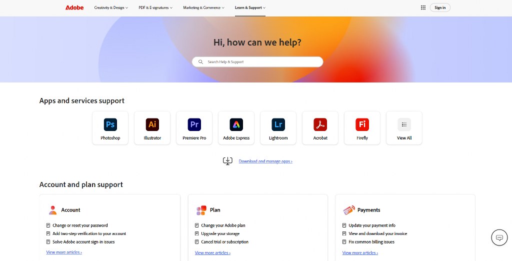 Adobe's homepage.