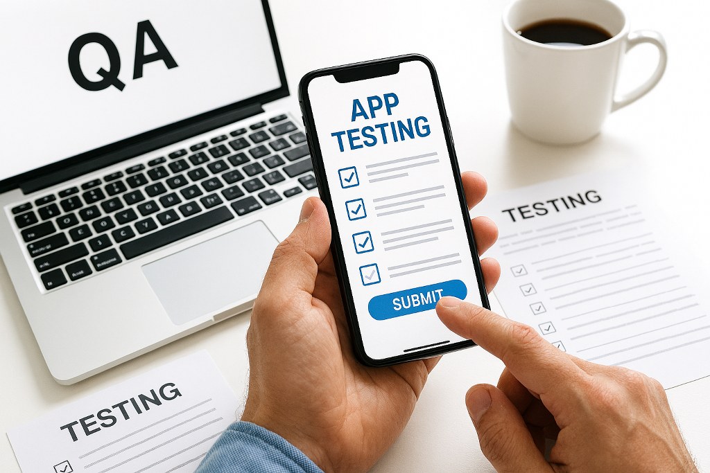 An app testing process.