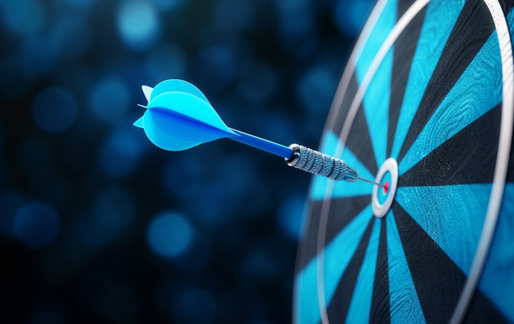An arrow hitting the target.