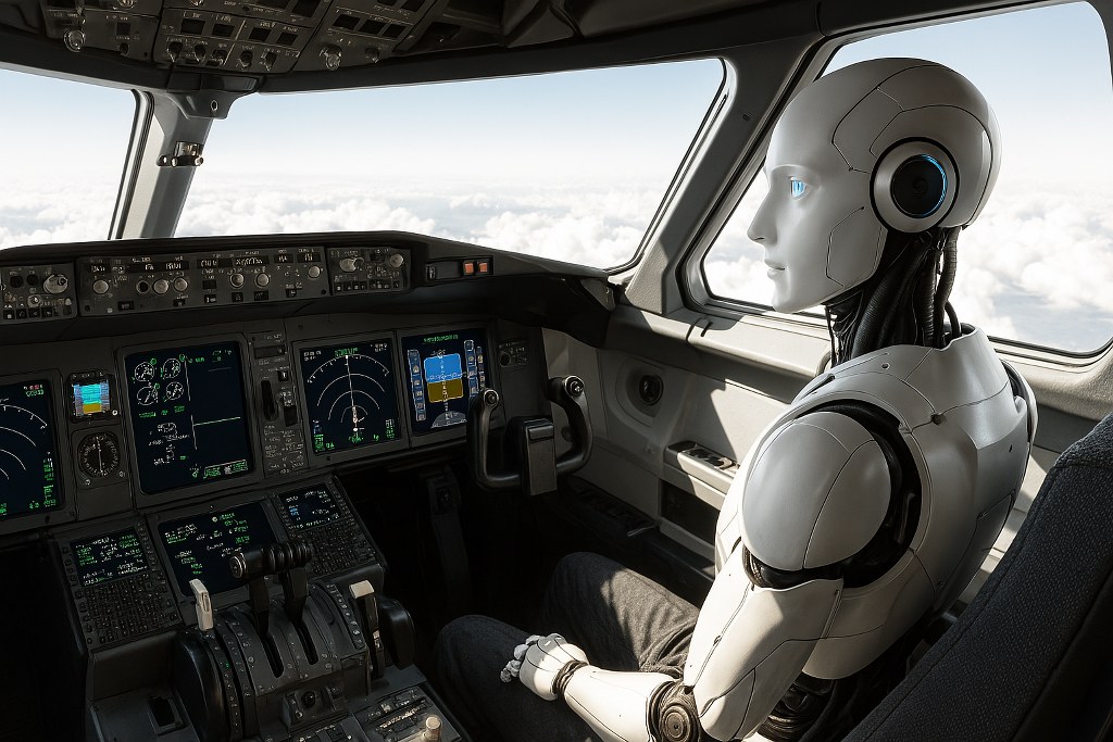 An illustration of a robot as a copilot.