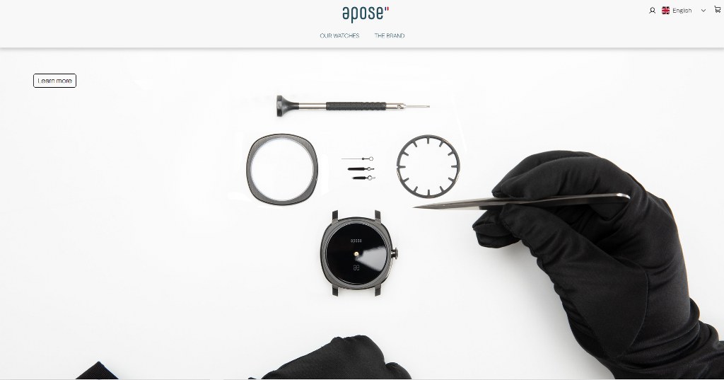 Apose website homepage.