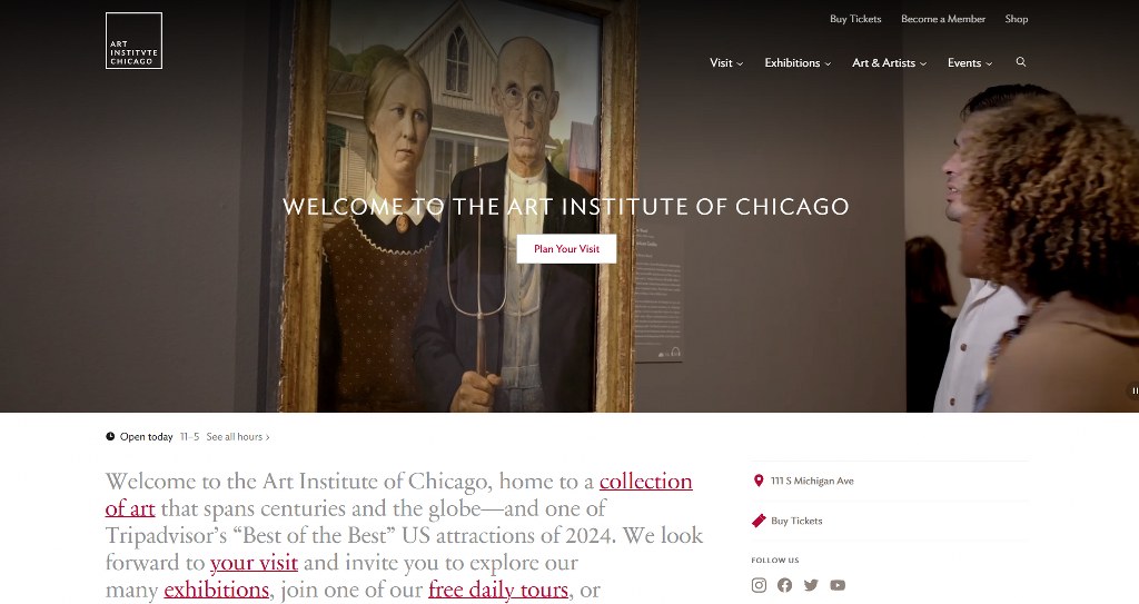 Art Institute of Chicago homepage.