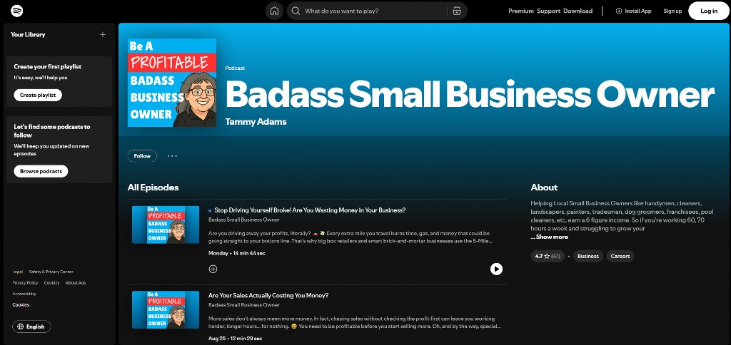 Badass Small Business Owner page on Spotify.