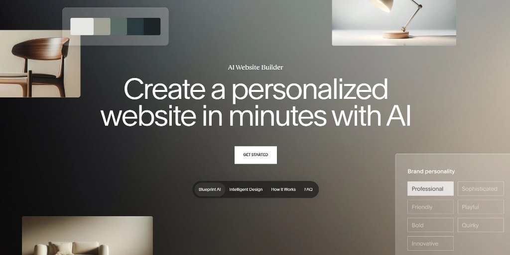 Blueprint AI website builder page on Squarespace's website.