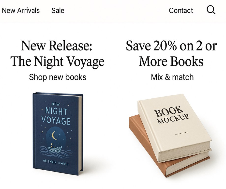 Book promotion on a website.