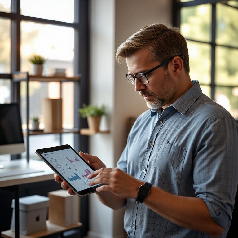 Business owner analyzing data tracking customer cart acitivity.