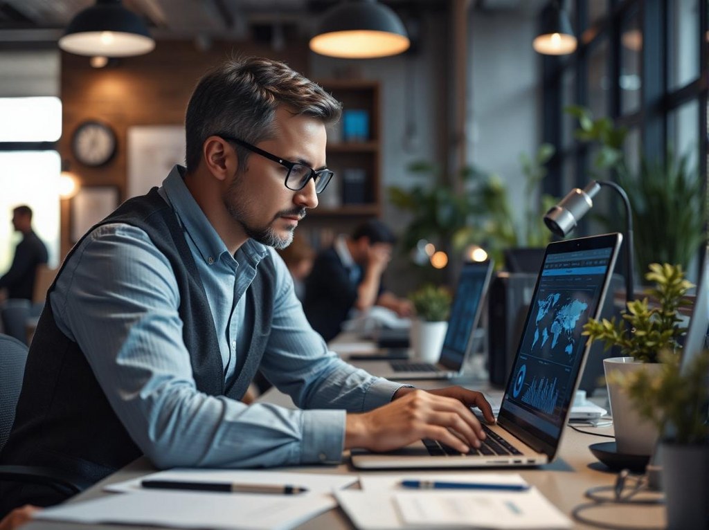 Business owner merging data and use it to make decision.