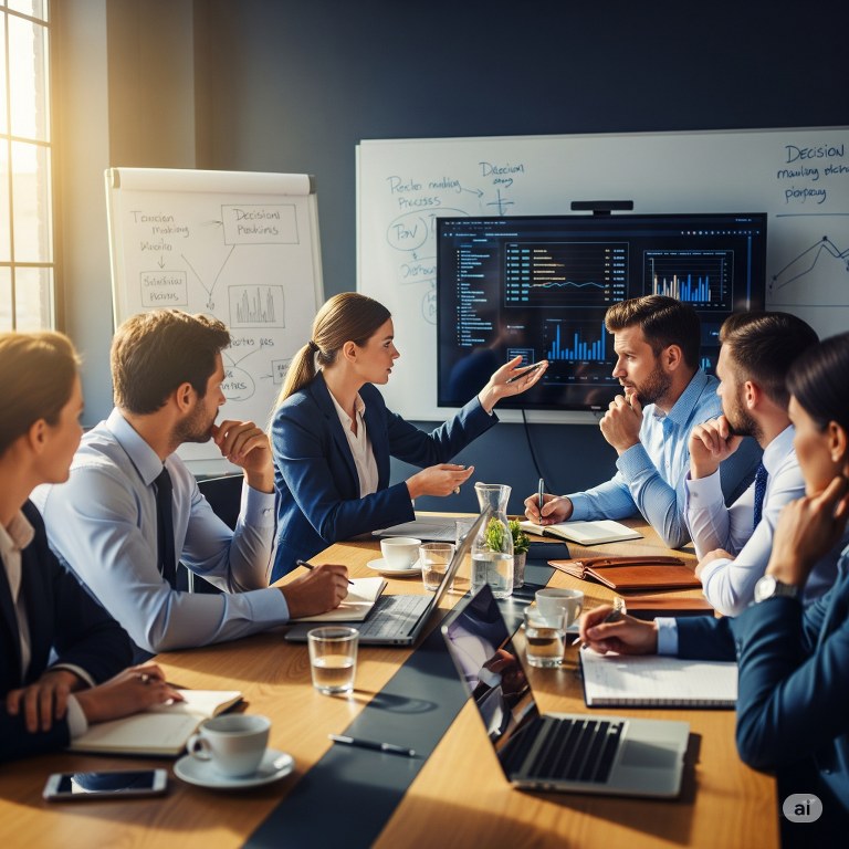 Business people making strategy and decisions.