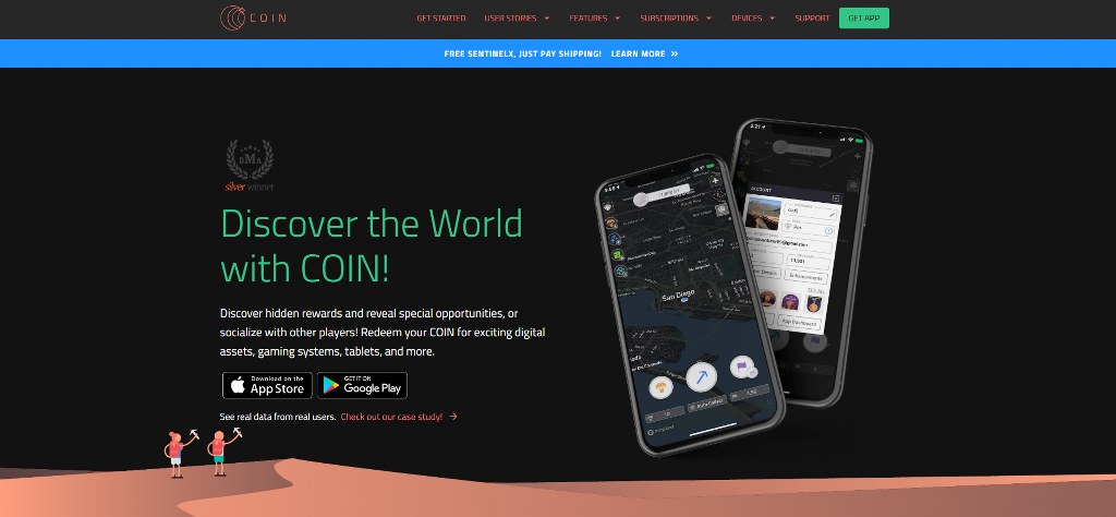 COIN App homepage.