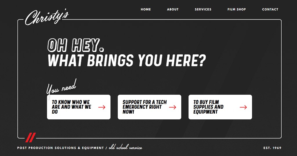Christy's website homepage.