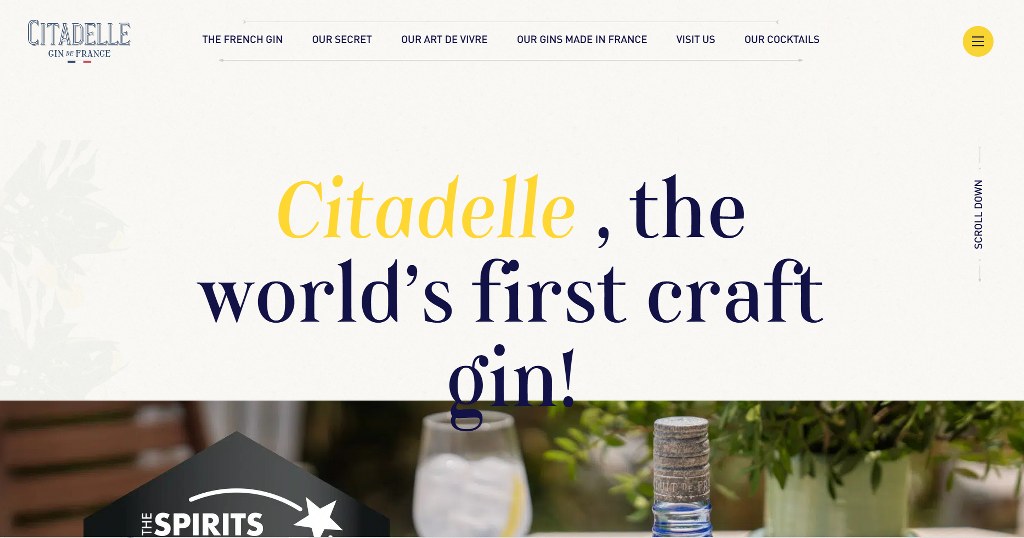 Citadelle gin website homepage.