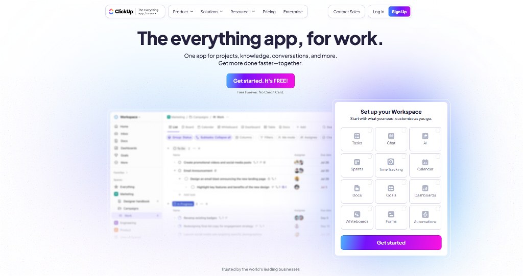 ClickUp's website homepage.