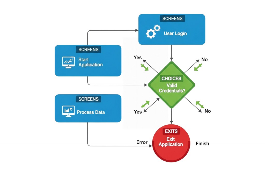 Color-coded user flow chart sample.