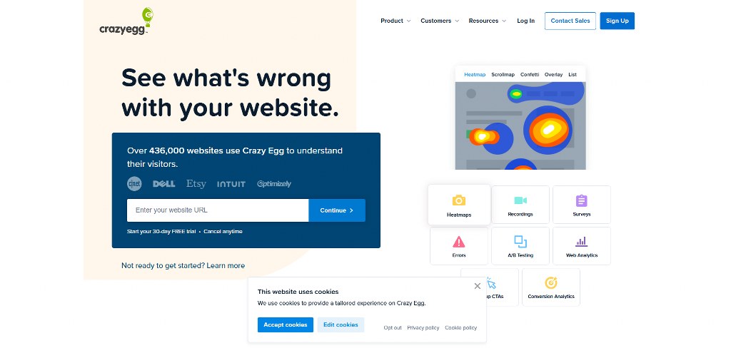 Crazy Egg's website.