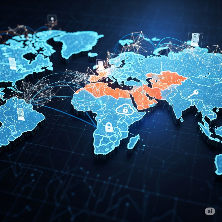 Data localization concept: map of world