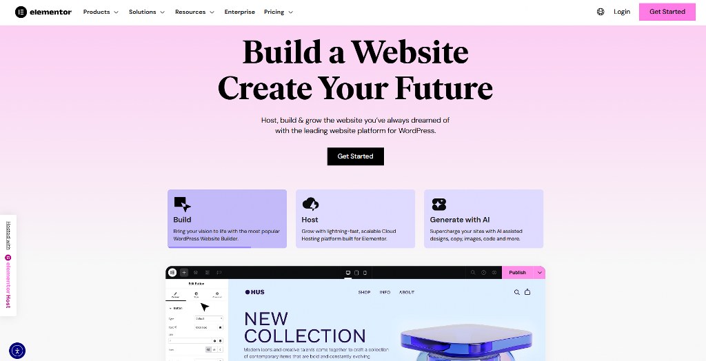 Elementor's website homepage.