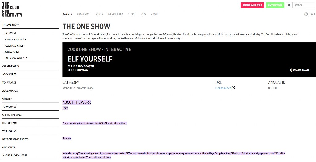 Elf Yourself by OfficeMax homepage.