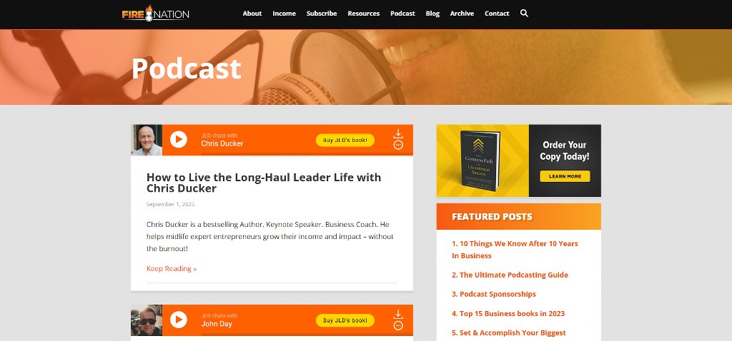 Entrepreneurs on Fire website.