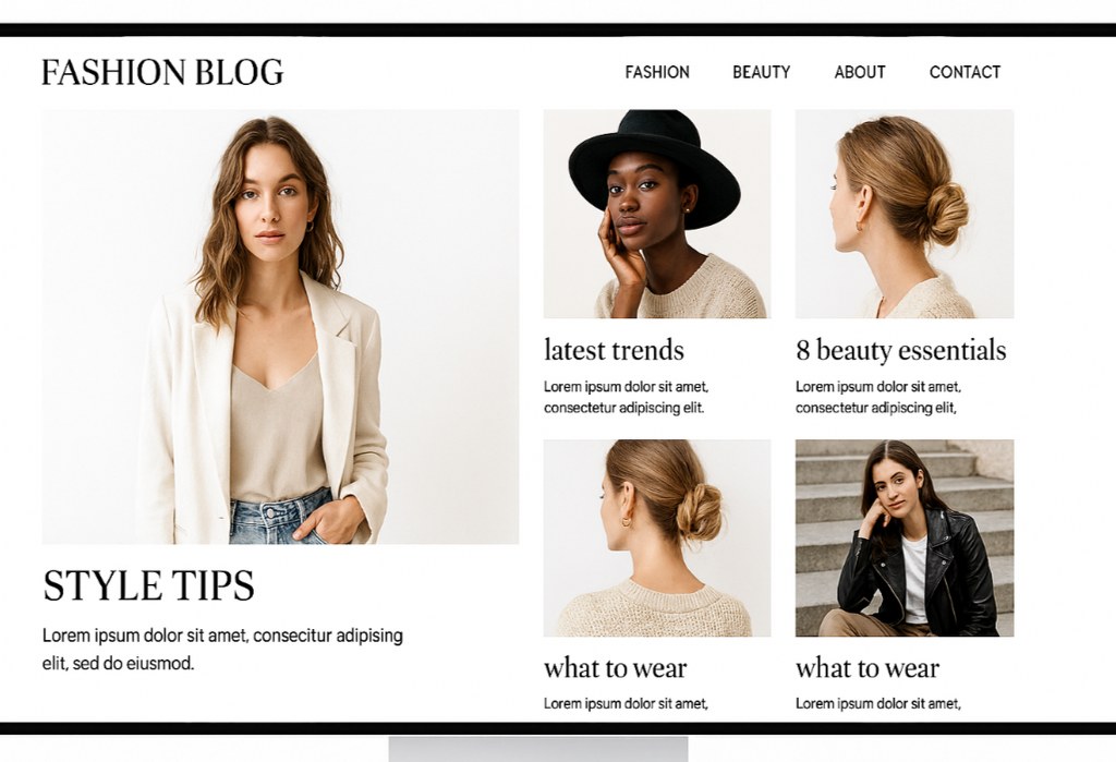 Fashion blog website design.