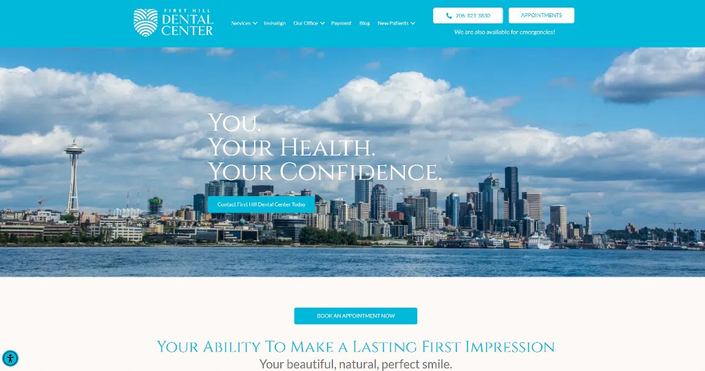 First Hill Dental Center's homepage.