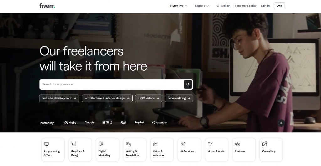 Fiverr's homepage.