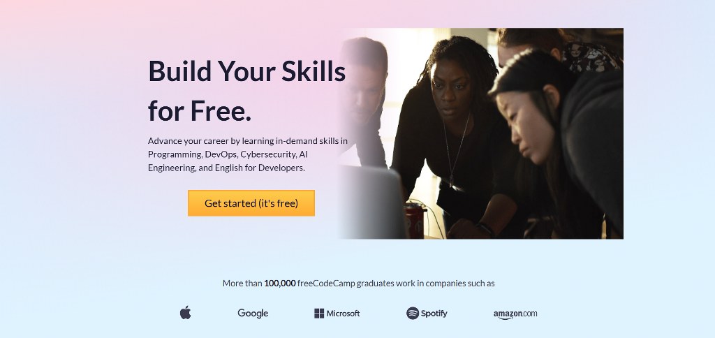 Free Code Camp homepage.