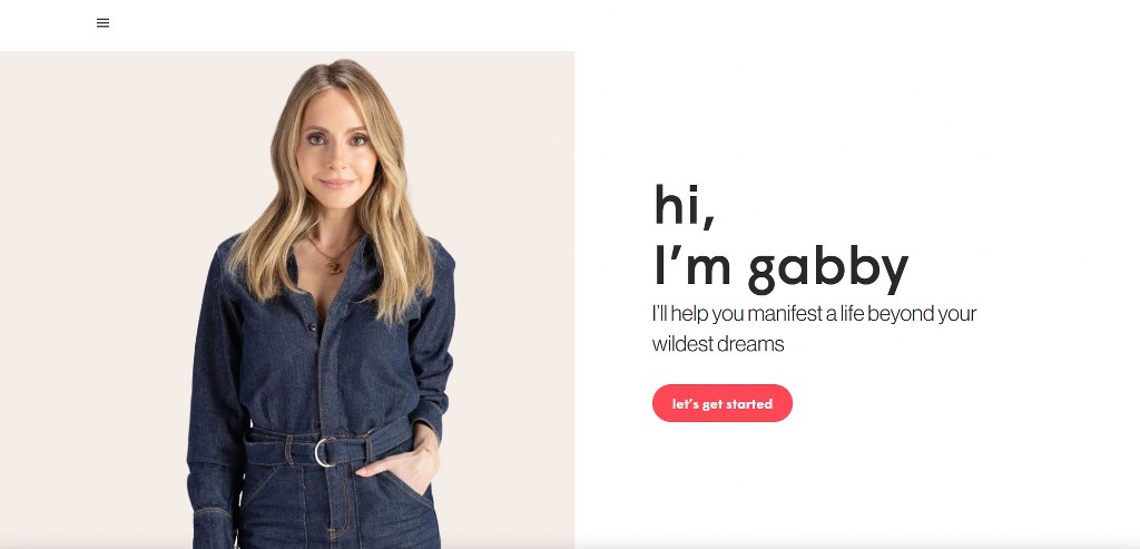 Gabby's site homepage.