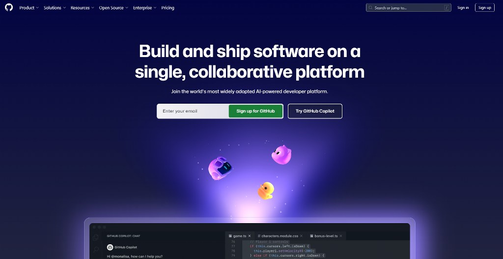 GitHub homepage.