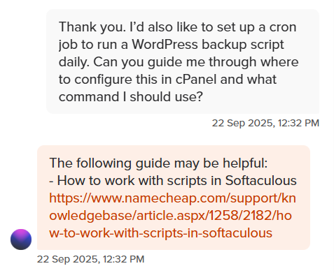 Namecheap livechat-støtte