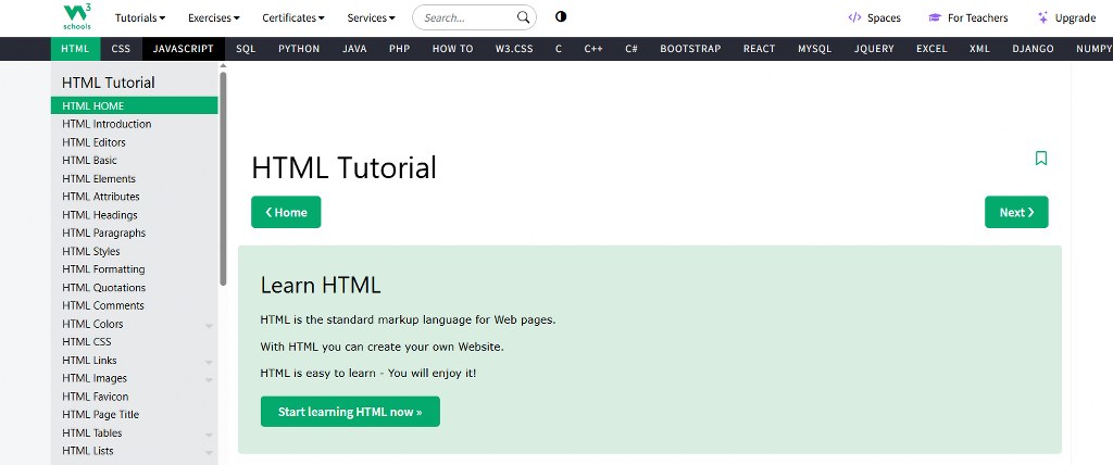 HTML tutorial on W3 schools.