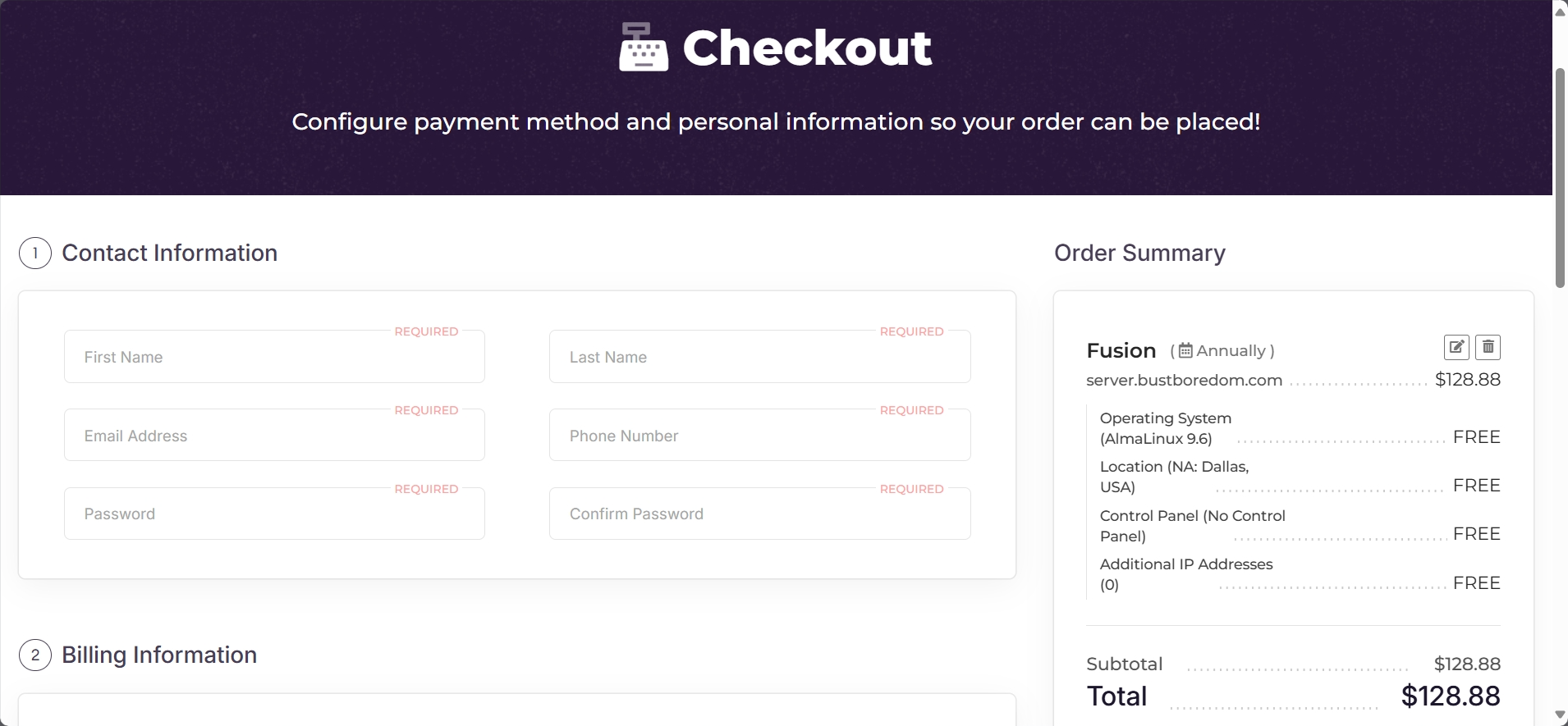 screenshot of Checkout