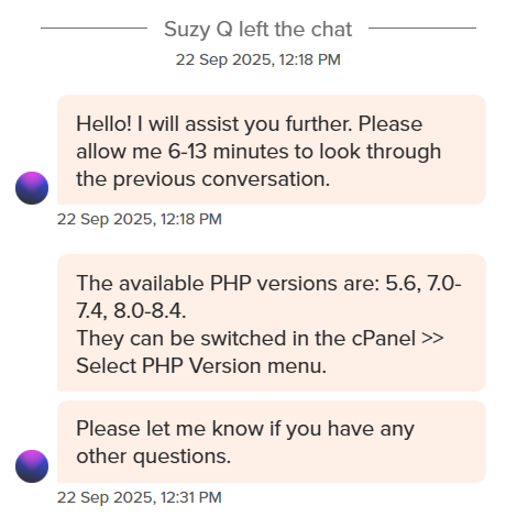 Namecheap livechat conversation