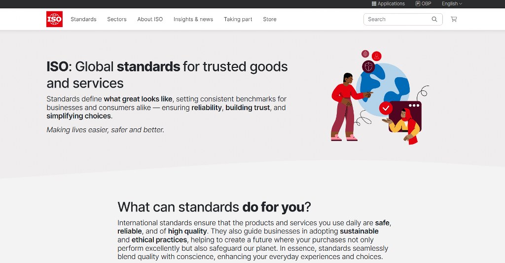 ISO standards homepage.