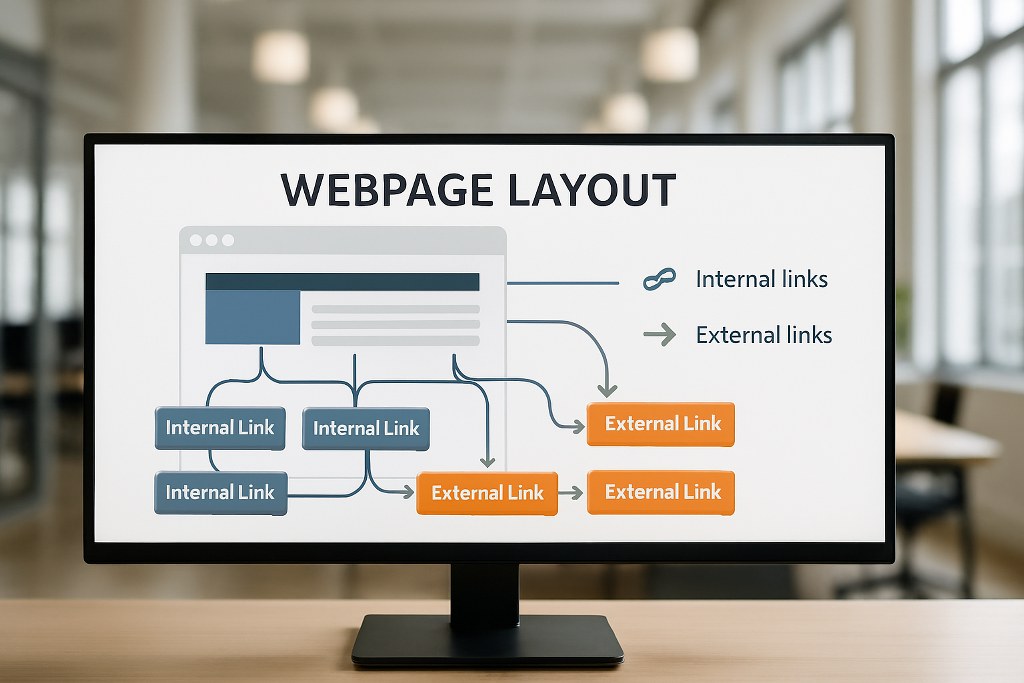 Internal and external webpage links.