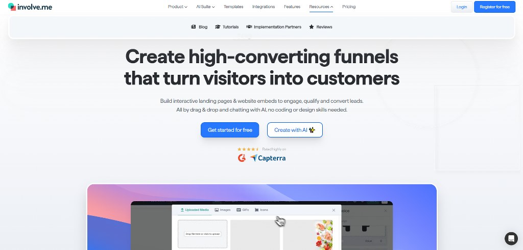 Involve.me's website.