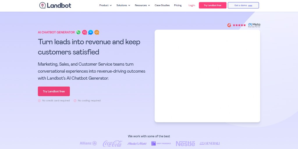 Landbot's website homepage.