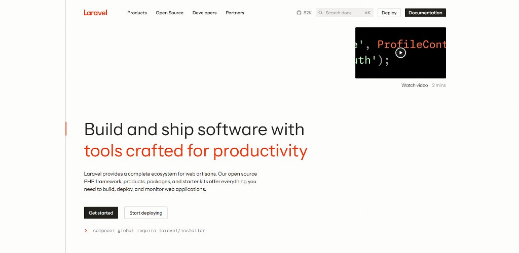 Laravel's website homepage.