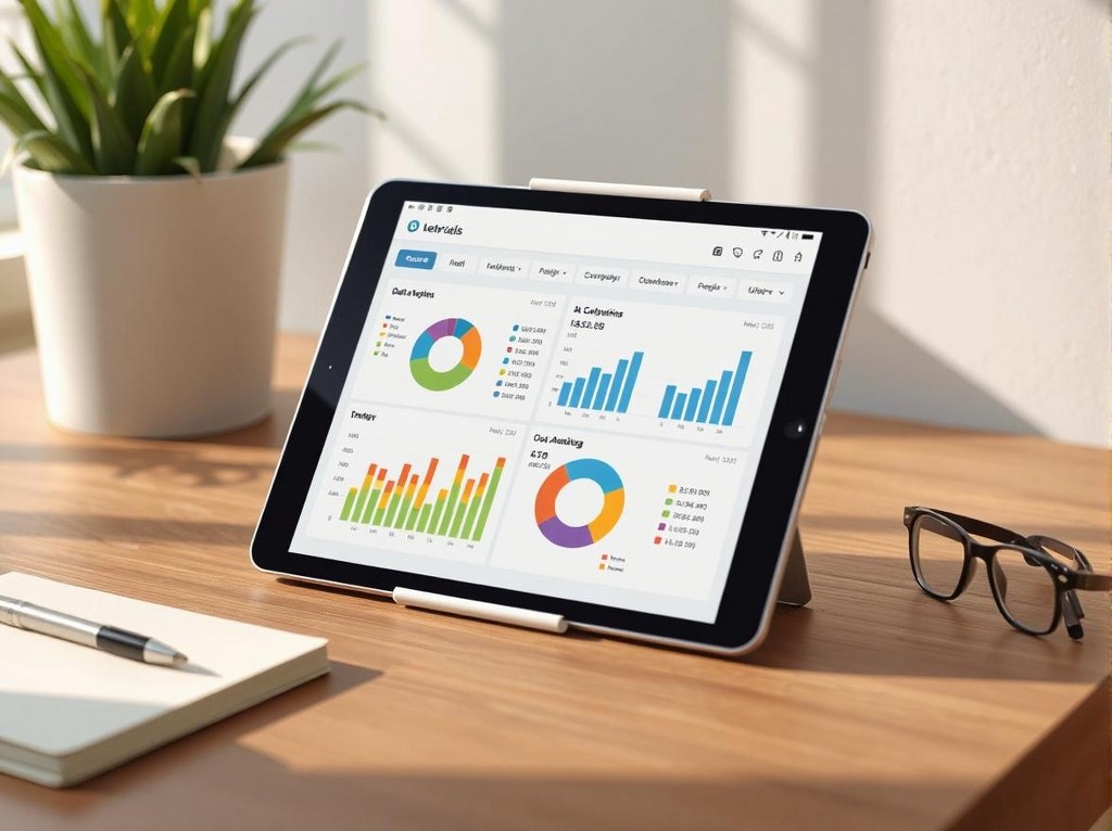 Lengow Netrivals app displayed on a tablet, showcasing data analytics and insights for internet retailers.