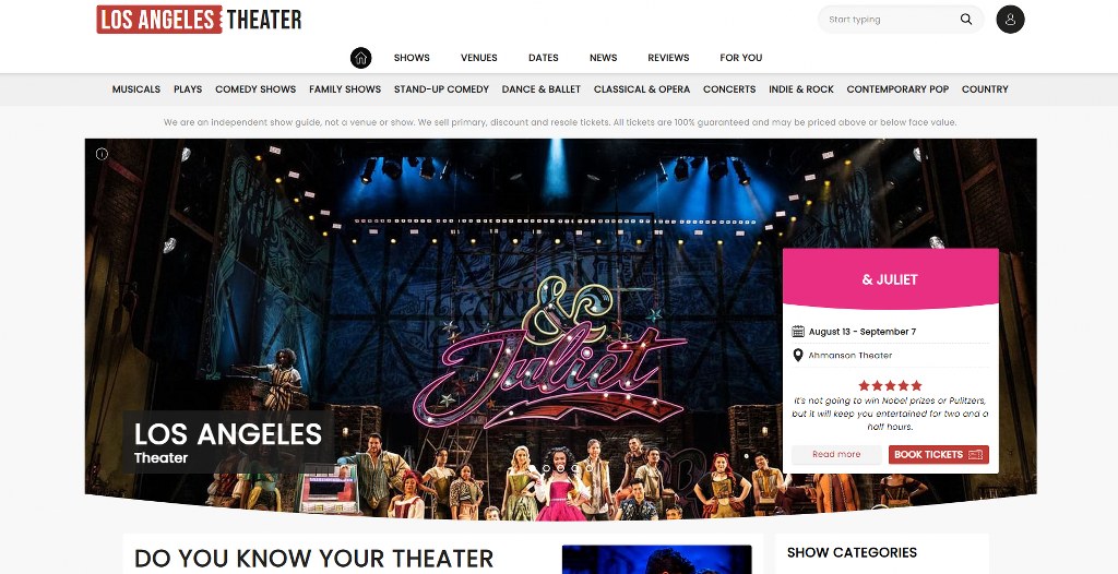 Los Angeles Theatre homepage.