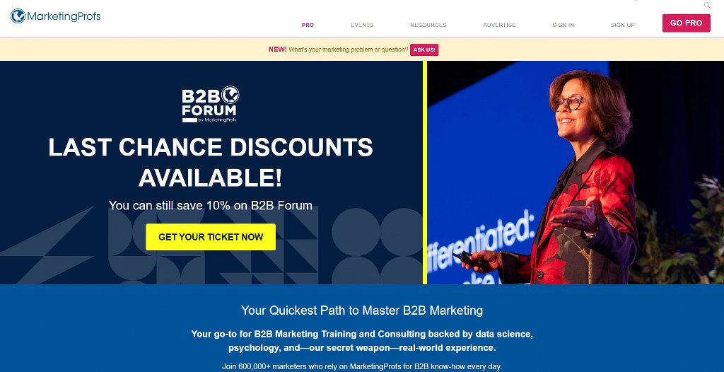 MarketingProfs website homepage.